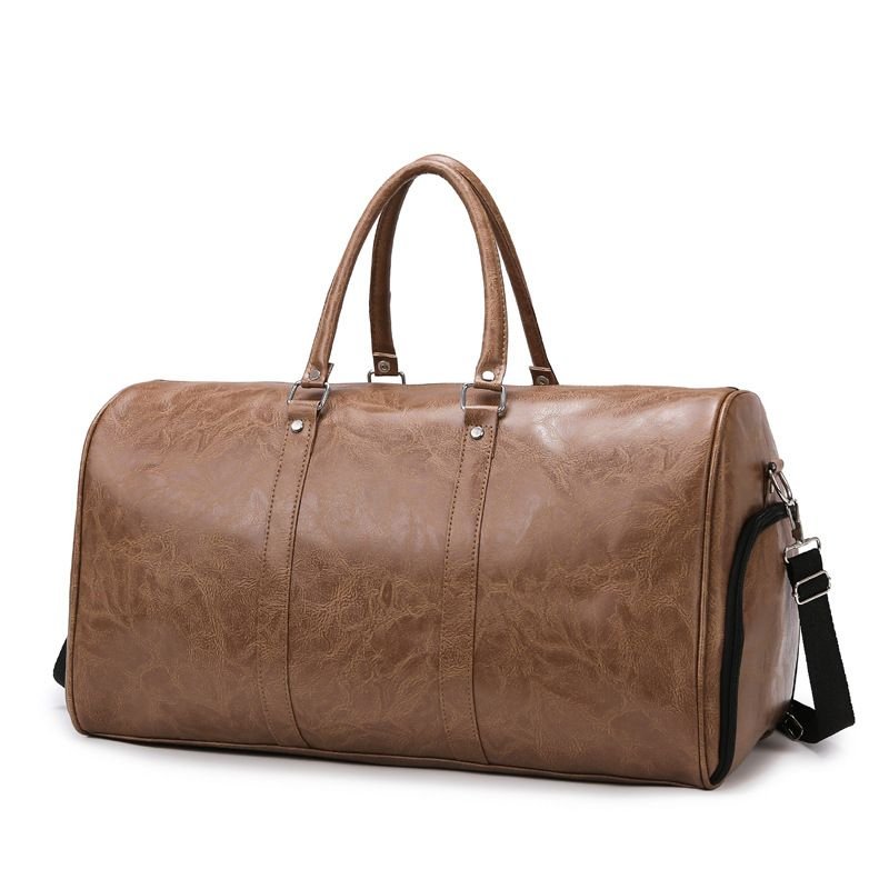 Men Leisure Sports Business Vintage Large Capacity PU Duffle Bag