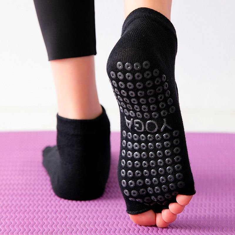 Combed Cotton Half Toe Open Back Yoga Socks