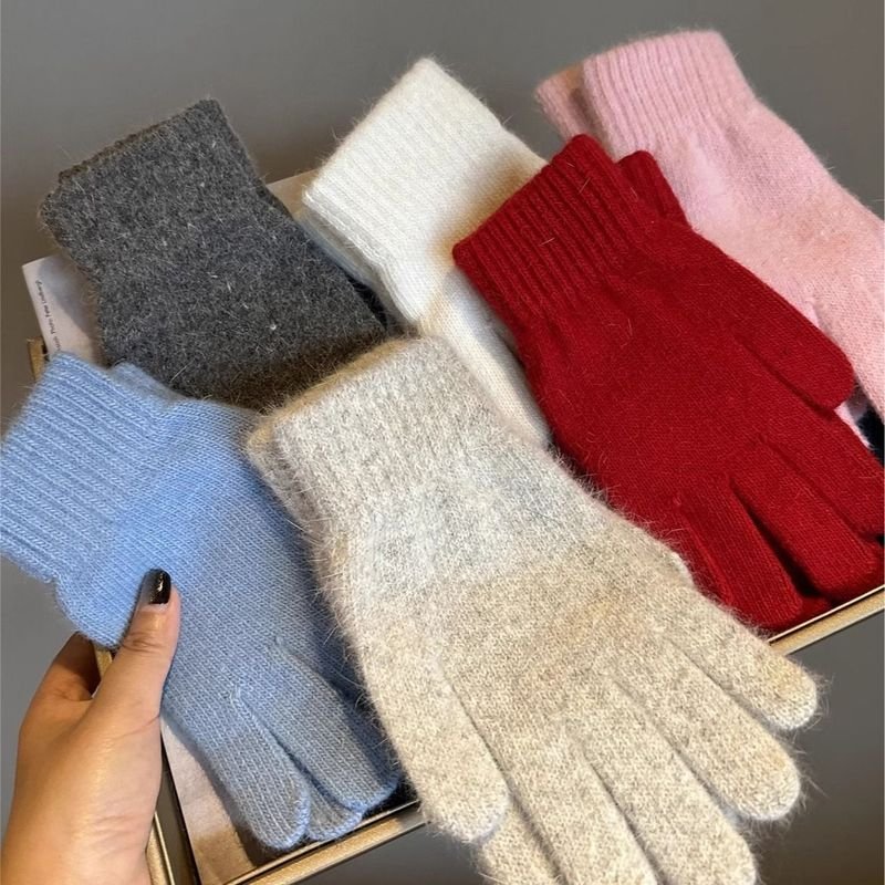 Women Winter Cold-Proof Fleece-Lined Thick Cycling Touchscreen Warm Cotton Gloves