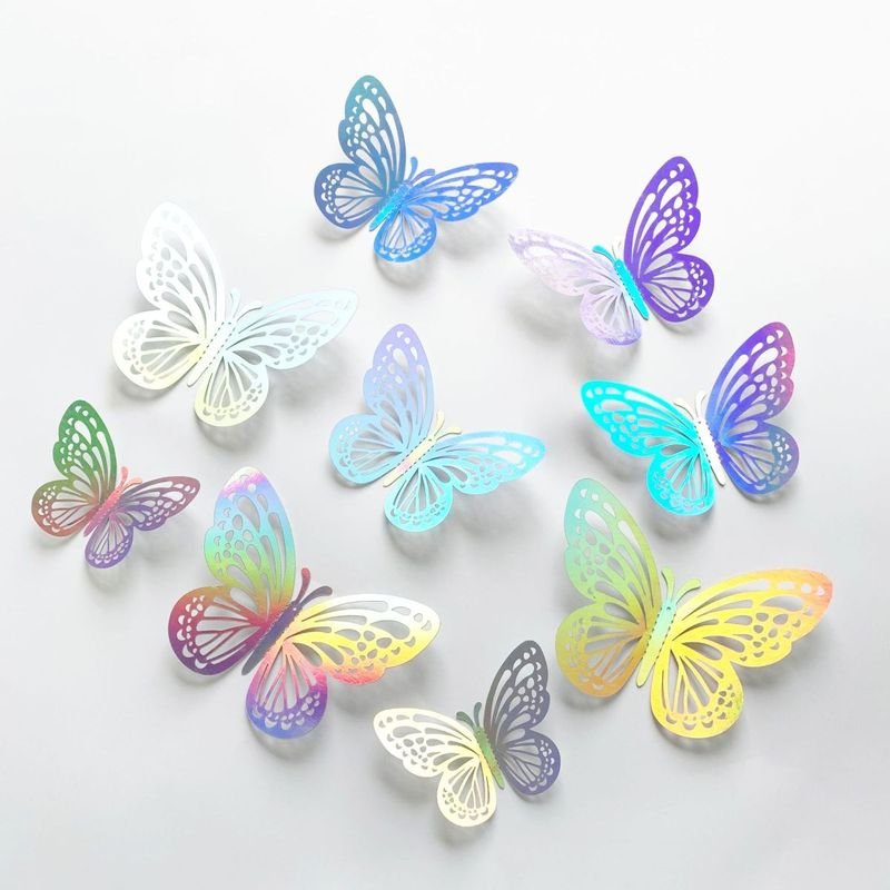 Cartoon Creative 3D Three-Dimensional Hollow Butterfly Wall Stickers Living Room Wall Decoration 12-Set