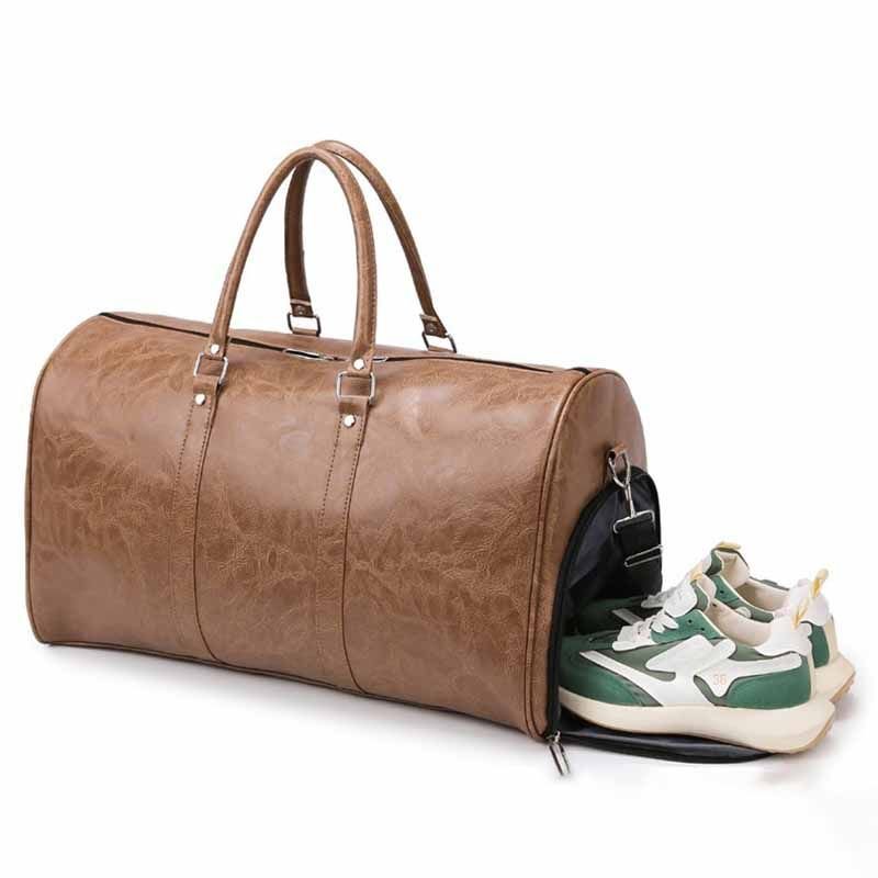 Men Leisure Sports Business Vintage Large Capacity PU Duffle Bag