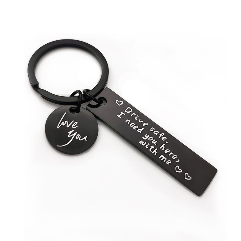 Simple Letter Stainless Steel Keychain