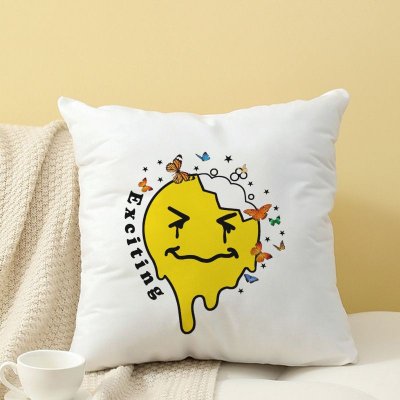 Simple And Weird Letter Smiley Print Home Sofa Cushion Cover