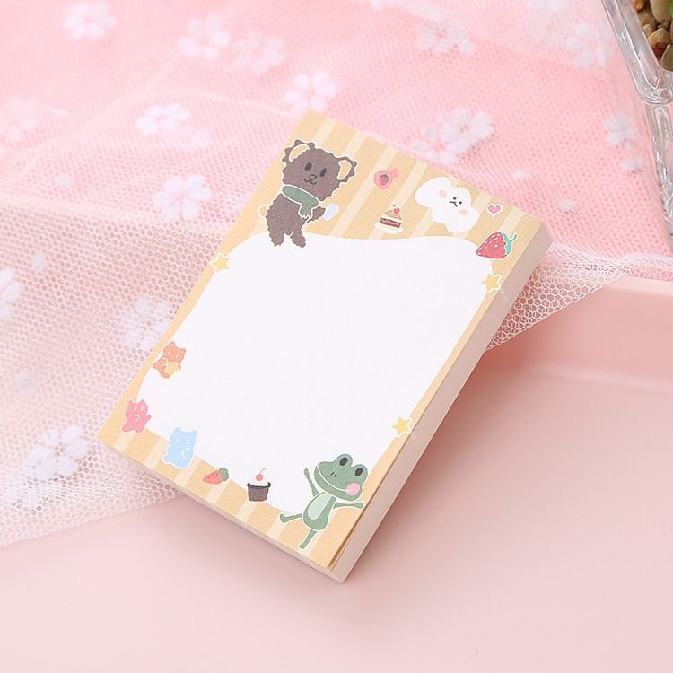 Cute Cartoon Bear Memo Pad Creative Tearable Message Notepad