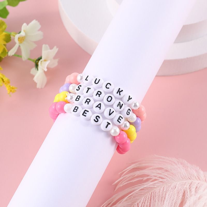 Kids Acrylic Bead Hand Beaded Letter Bead Bracelet Jewelry