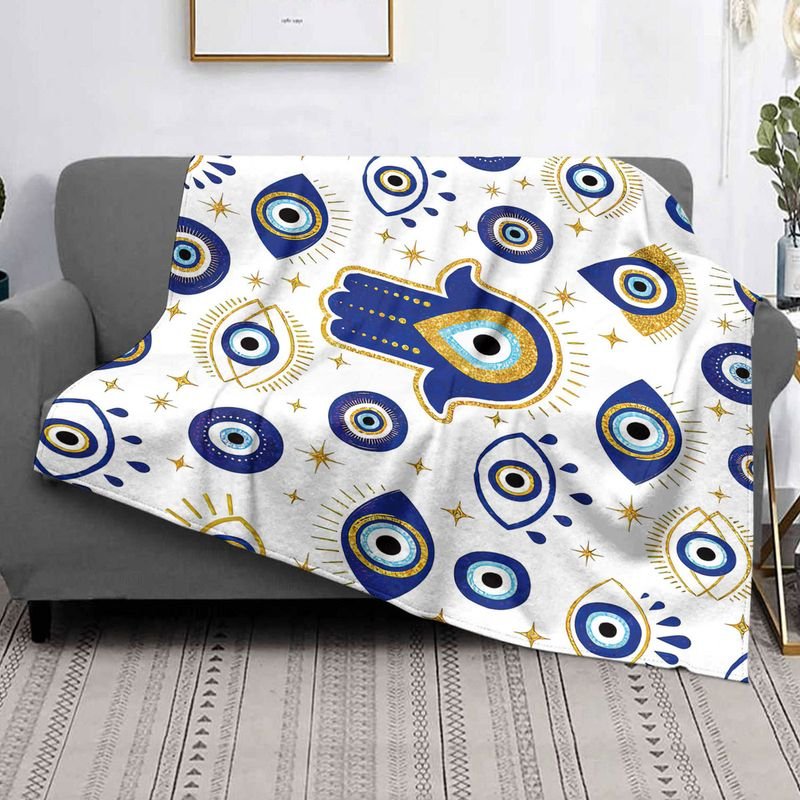 130*100cm Evil Eye 3d Printed Flannel Blanket