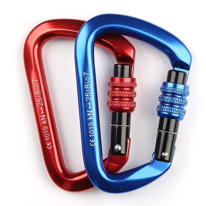 Outdoor Aviation Aluminum D Type Rock Climbing Mountaineering Aluminum Alloy Mountaineering Buckle Climbing Ropes