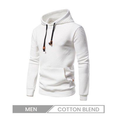 Men Casual Pullover Plaid Jacquard Quilted Cotton Fabric Hoodie Custom