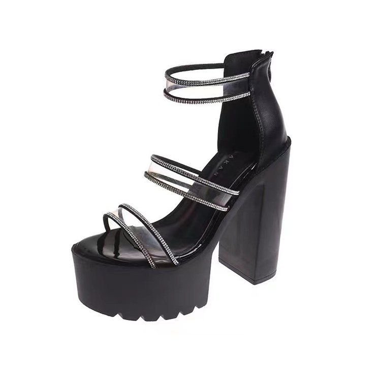 Women Fashion Transparent Platform High Heel Sandals