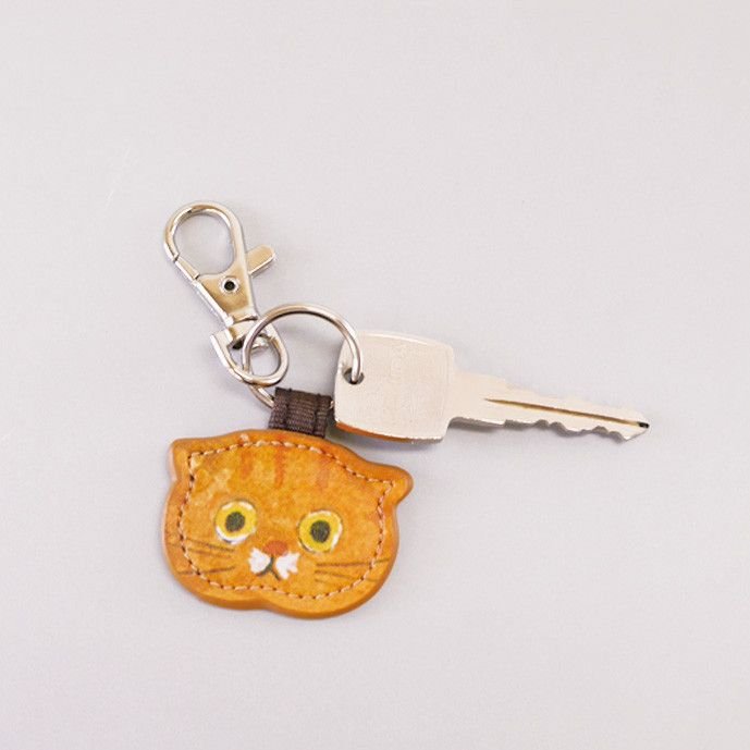 Women Simple Cute Kitten Leather Key Chain Pendant