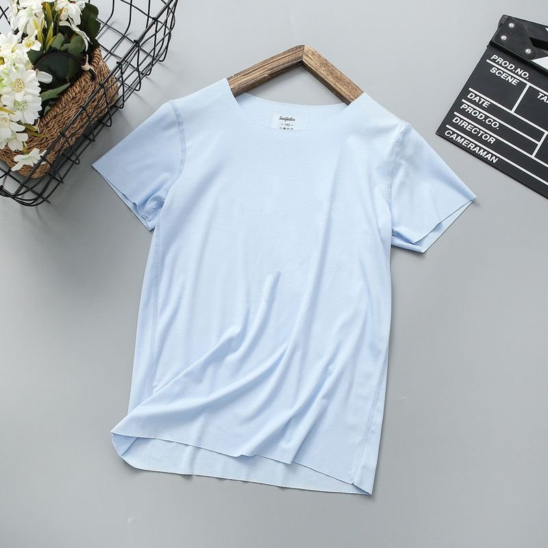 Summer Short-Sleeved Baby Crew Neck Loose Solid Color Modal Basic T-Shirt Custom