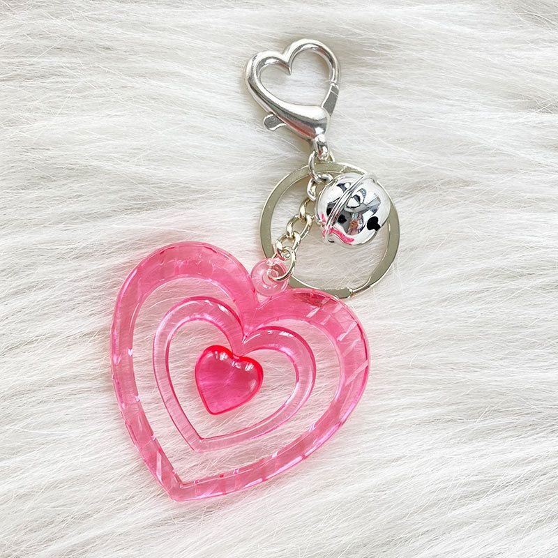 Women'Y2K Sweet Cool Acrylic Heart Shape Wings Flame Bell Butterfly Keychain