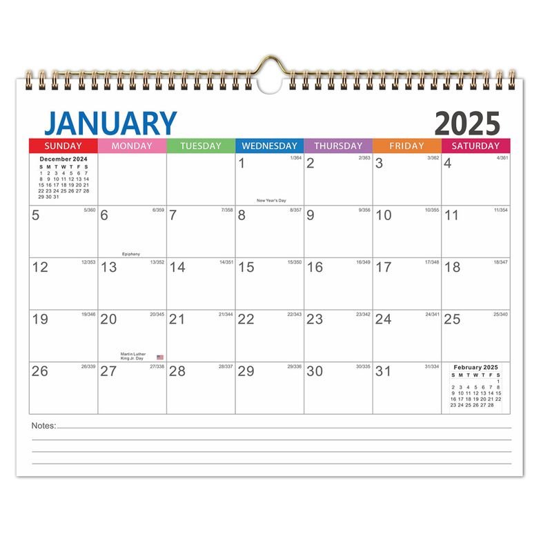 2025 Simple Coil English Calendar