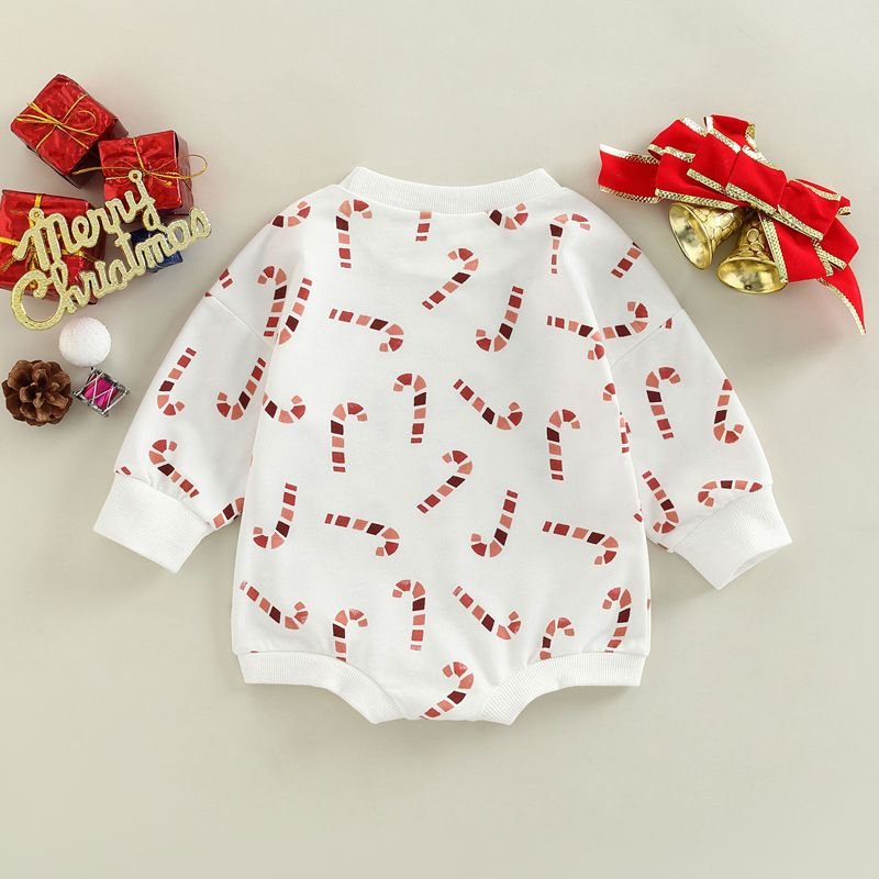 Kids Baby Boys Girls Casual Cute Christmas Candy Long Sleeve Romper