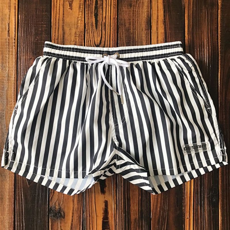 M-3XL Men Fashion Striped Quick-drying Swimming Shorts