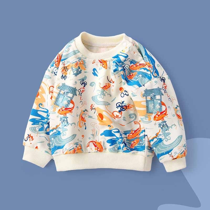 Kids Toddler Boys Girls Spring Autumn Casual Cute Cartoon Print Long Sleeve Sweatshirts