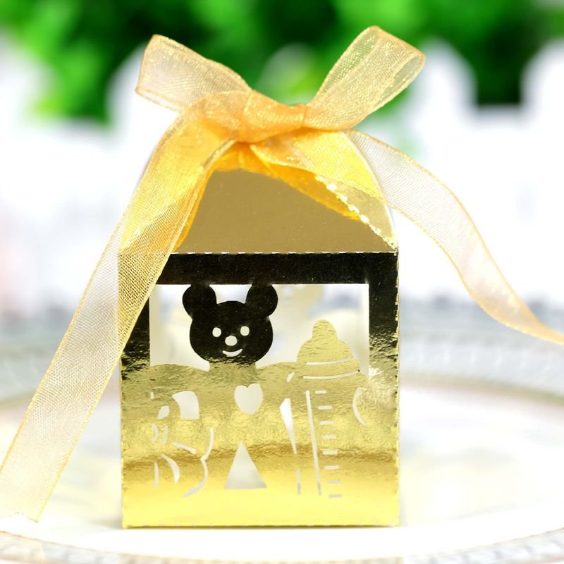 Simple Creative Laser Hollow Bear Bottle Wedding Candy Packaging Box