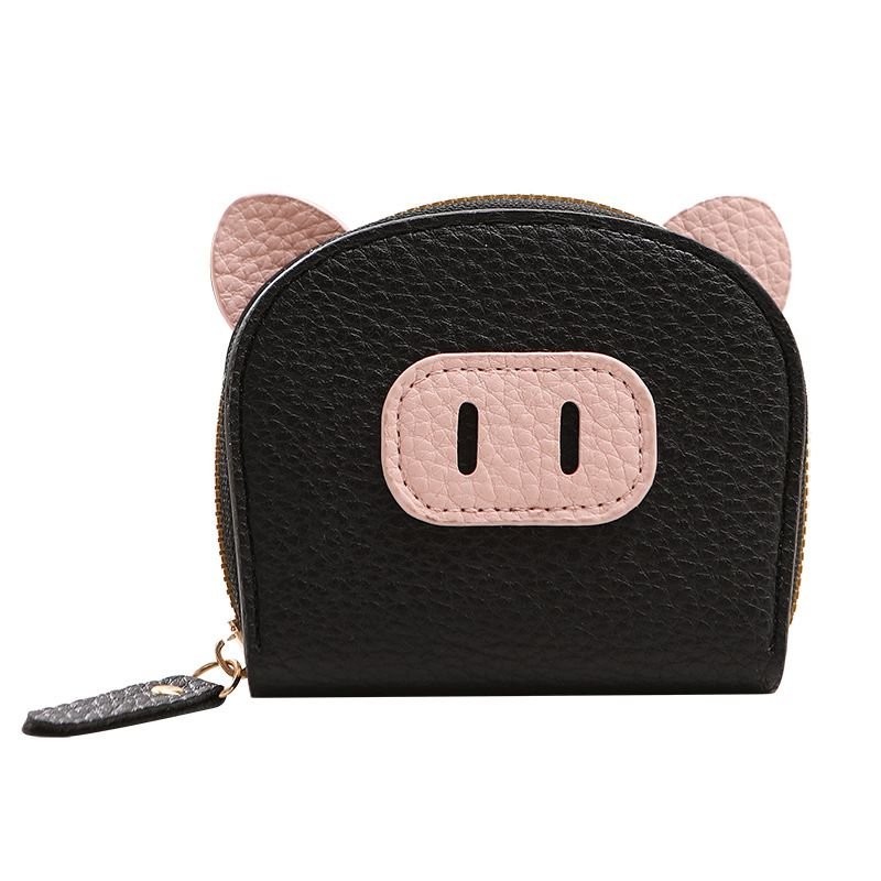 Women Cartoon Cute Litchi Piglet Style Zipper Wallet