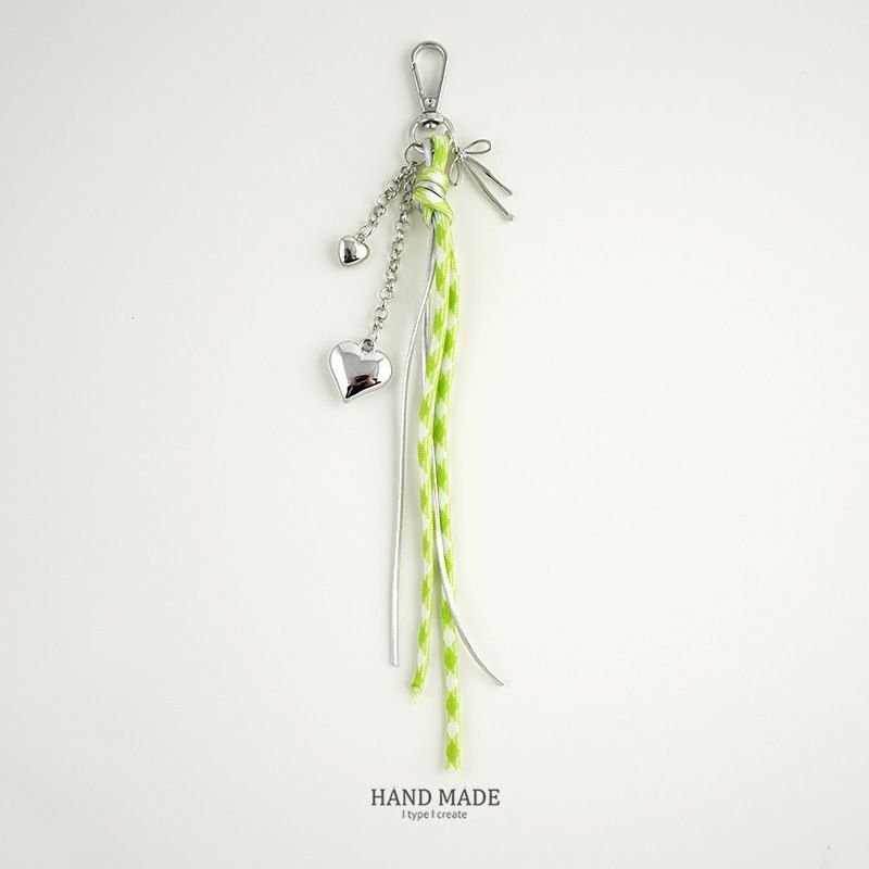 Fashion Heart Bow Rope Tassel Keychain