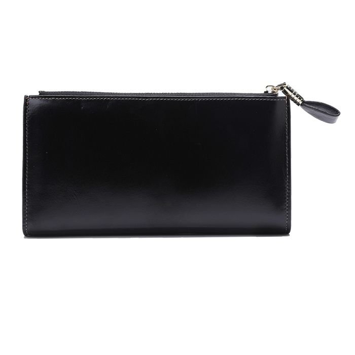 Women Simple Solid Color Antimagnetic Zipper Leather Purse