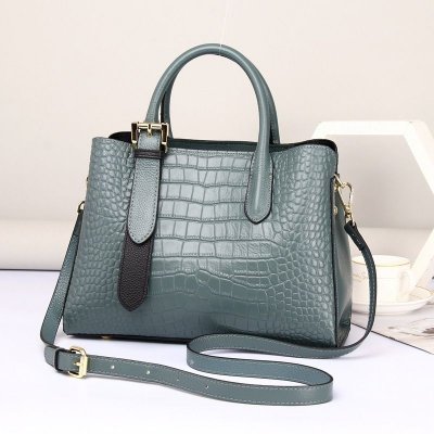 Women Fashion Elegant Genuine Leather Crocodile Pattern Diana Bag