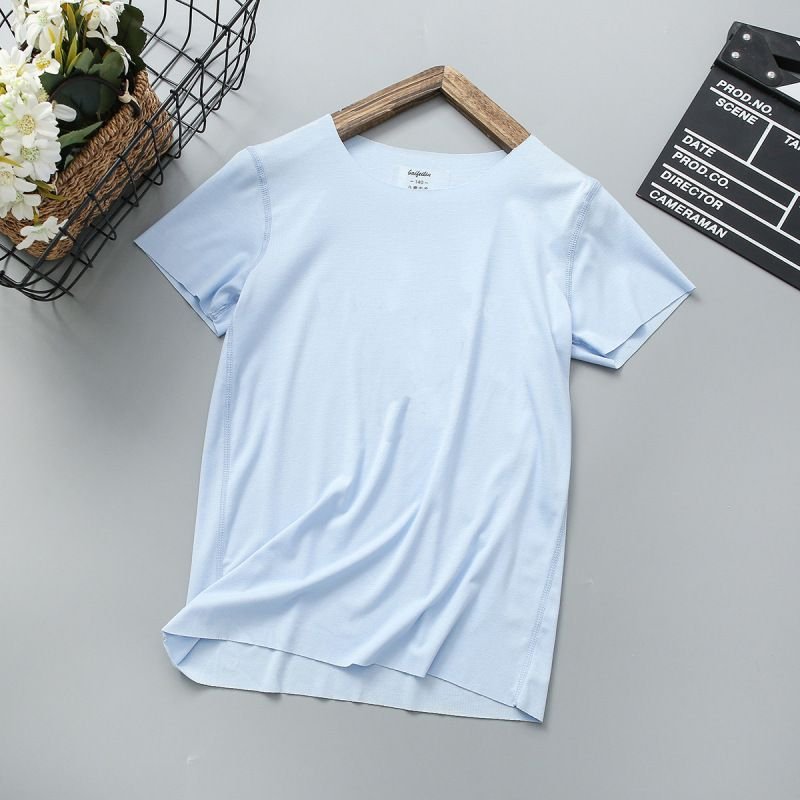 Summer Short-Sleeved Baby Crew Neck Loose Solid Color Modal Basic T-Shirt Custom