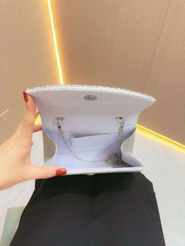 Women Fashion Square Flip Rhinestone Chain Evening Bag