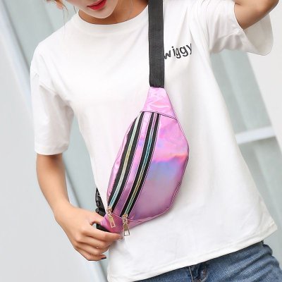 Women Fashionable Simple Double-Layer Zipper Chest Bag