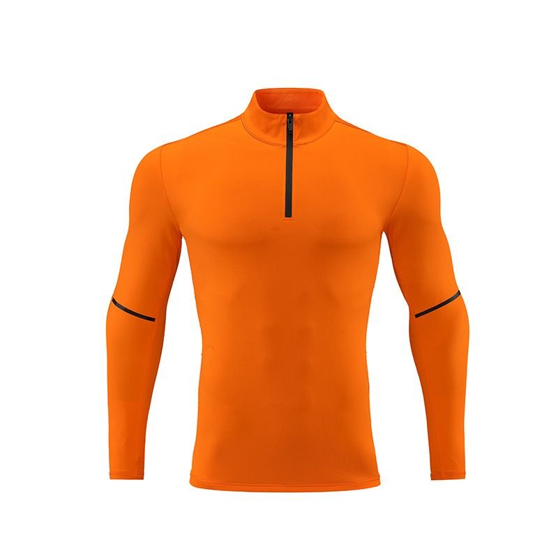 Men Casual Sports Basic Tight Half Zipper Plus Size Long Sleeve Training T-Shirt