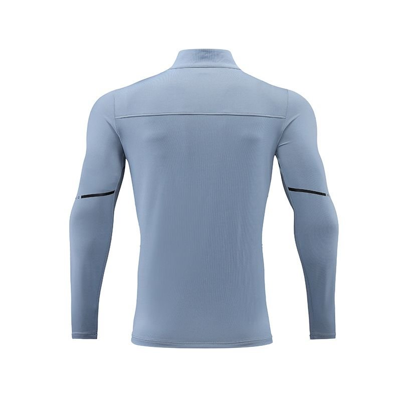 Men Casual Sports Basic Tight Half Zipper Plus Size Long Sleeve Training T-Shirt