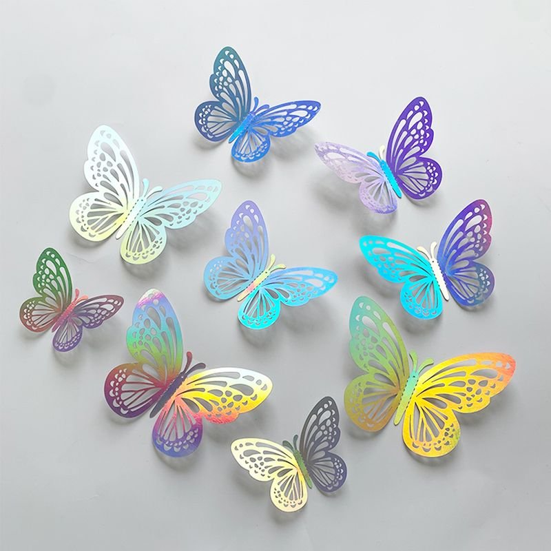 Cartoon Creative 3D Three-Dimensional Hollow Butterfly Wall Stickers Living Room Wall Decoration 12-Set