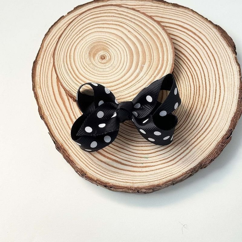 Kids Girls Cute Polka Dot Print Bow Hairpin