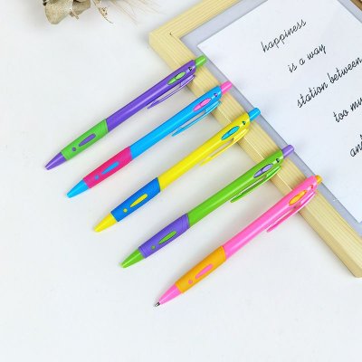 Simple Candy Color Push Ballpoint Pen Student Stationery