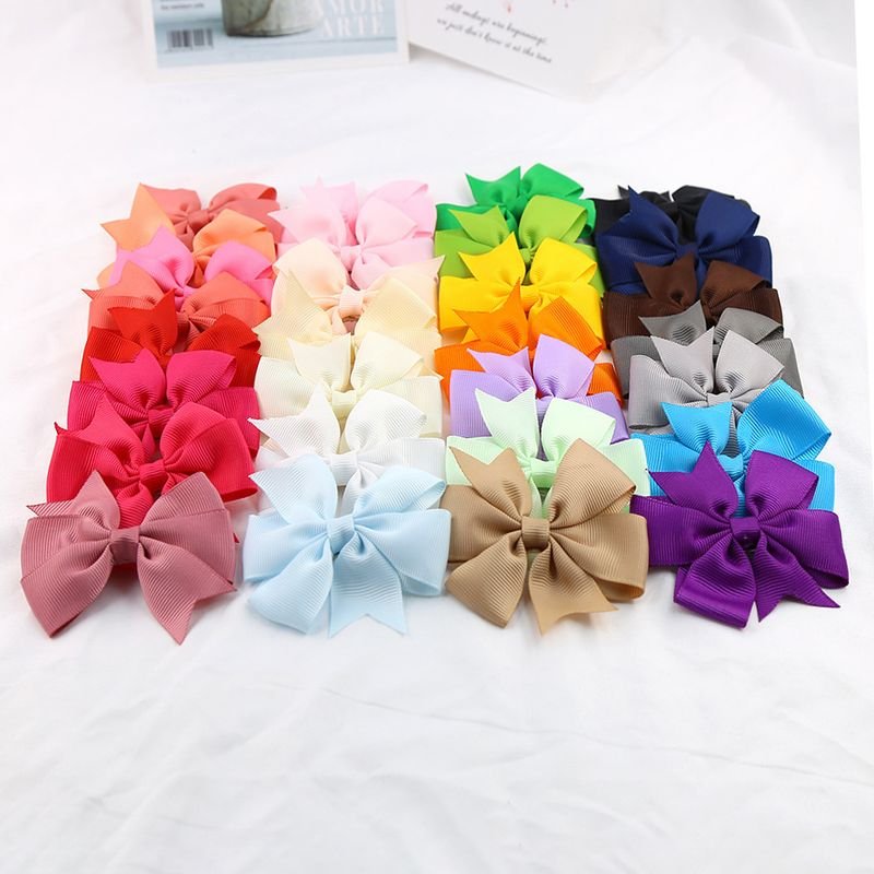 Kids Girls Cute Sweet Solid Color Bow Hair Clip