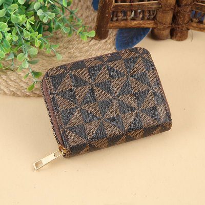 Women Simple PU Old Pattern Multi-Card Slot Mini Wallet