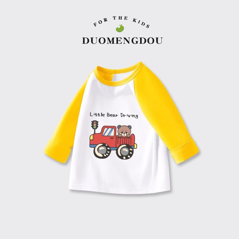 Kids Toddler Boys Girls Casual Cute Cartoon Print Long Sleeve Round Neck T-Shirt