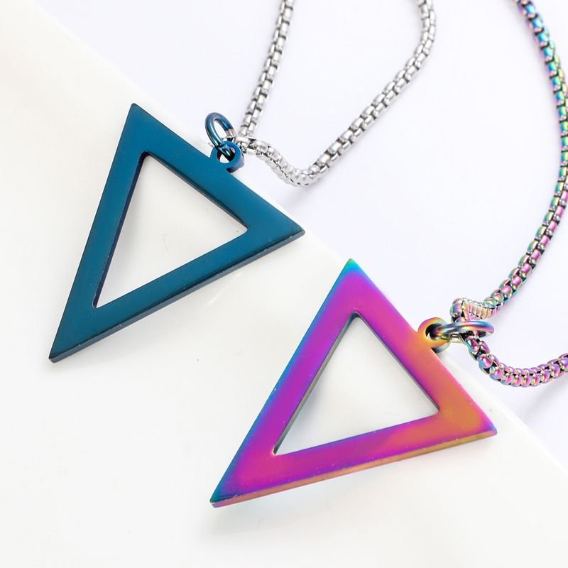 Men Fashion Casual Basic Triangle Stainless Steel Necklace