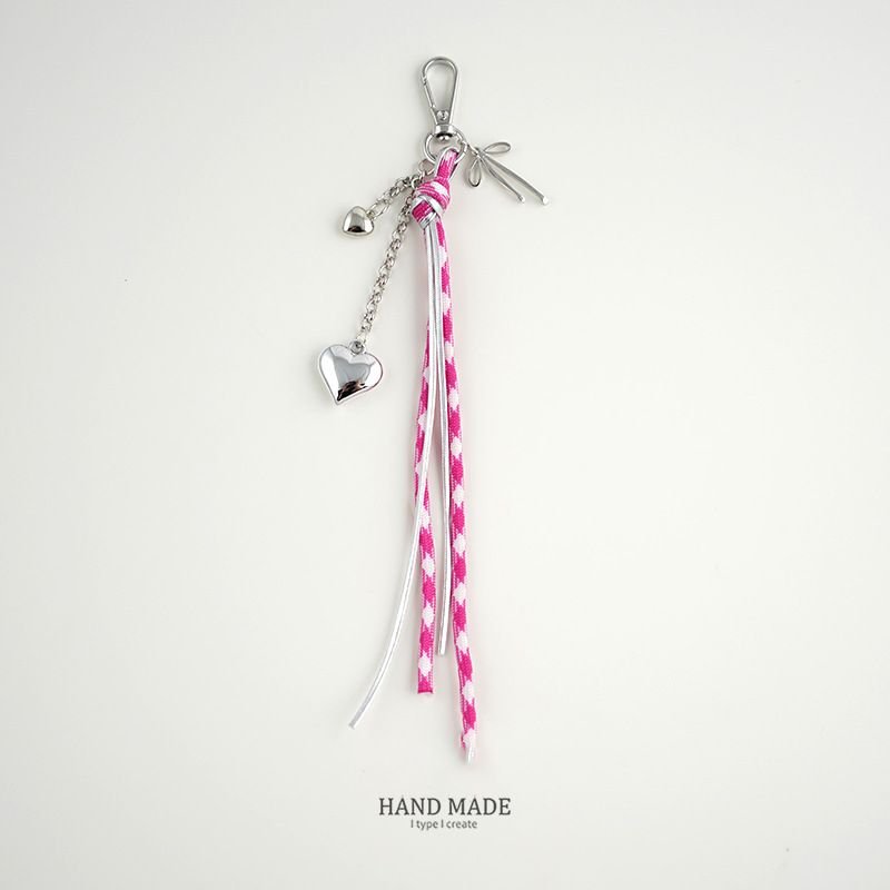 Fashion Heart Bow Rope Tassel Keychain