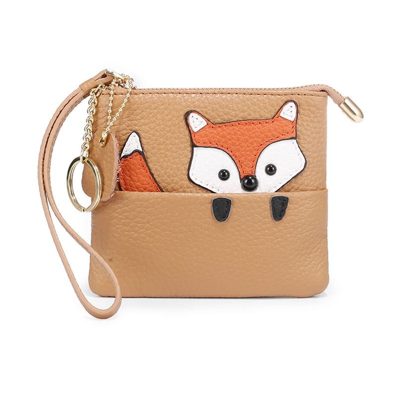 Cute Fox Design Women Genuine Leather Coin Wallet