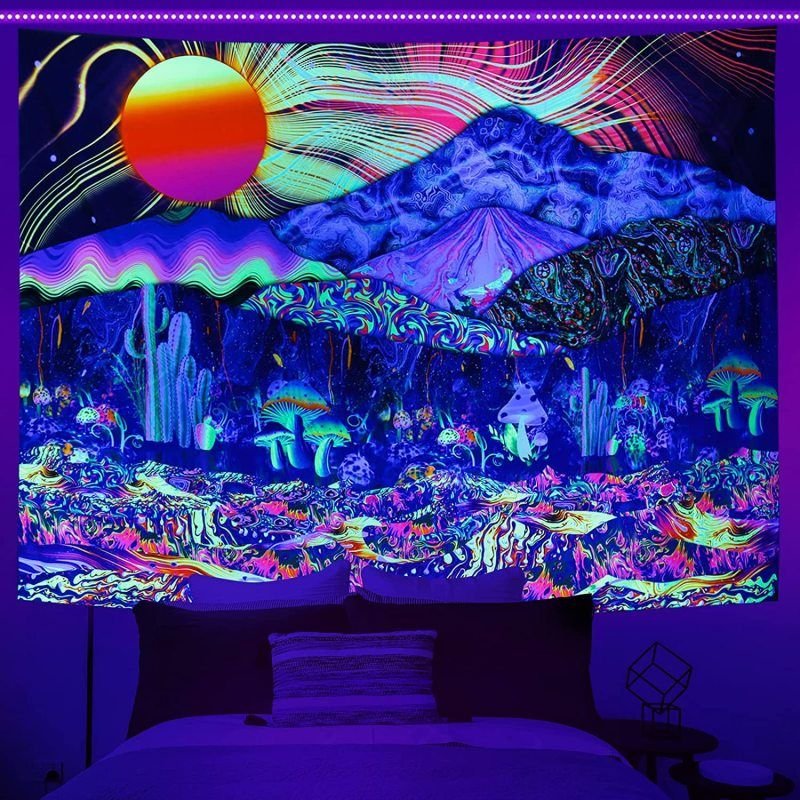 Fluorescent Tapestry Fashion Skull Flower Eyes Tapestry Bedroom Background Decoration Cloth