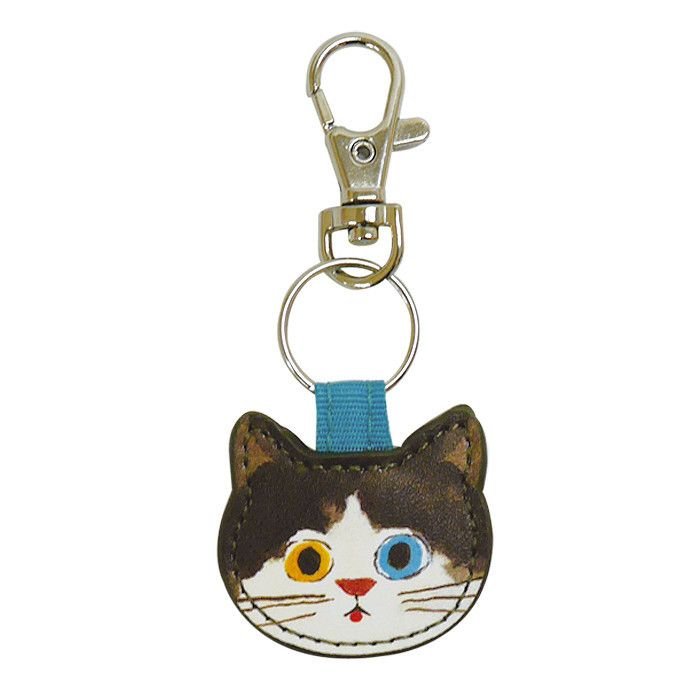 Women Simple Cute Kitten Leather Key Chain Pendant