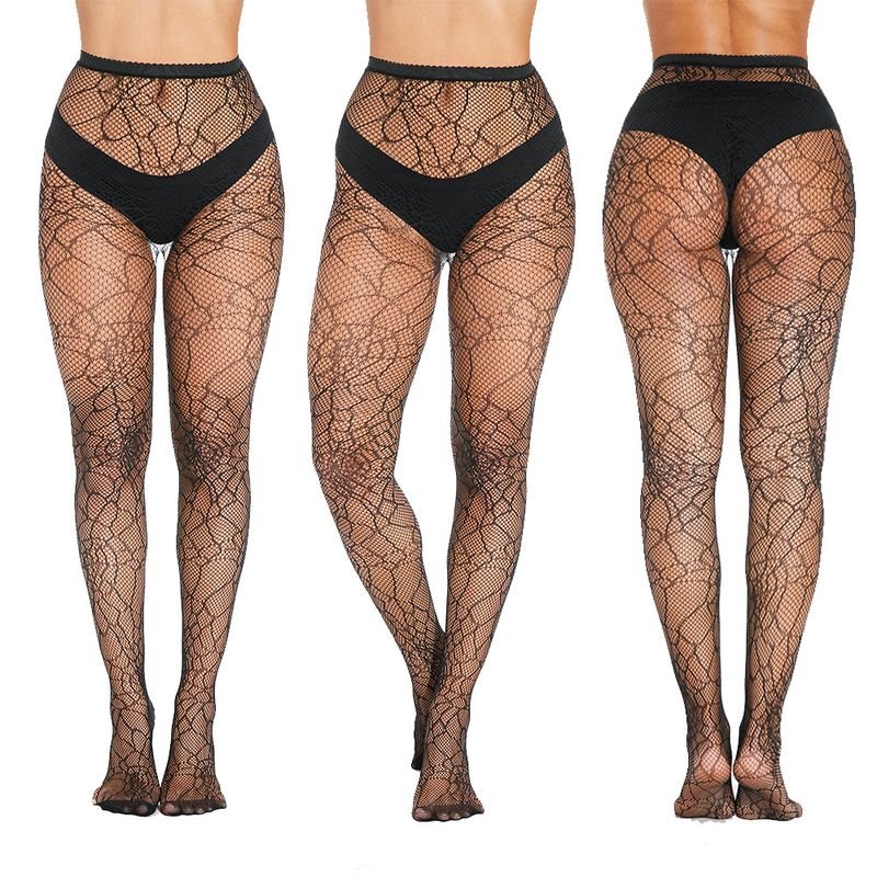 Women Fashion Sexy Hollow Leopard Spider Web Pantyhose