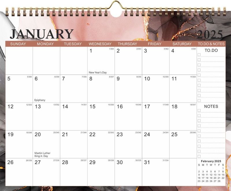 2025 Simple Coil English Calendar