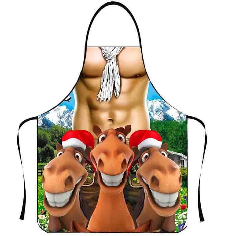 Funny Personality Creative Muscle Men Bikini Series Cartoon Couple Apron