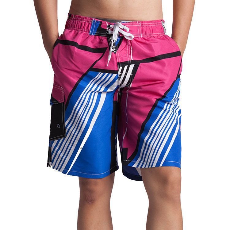 Men Color Blocking Loose Casual Beach Shorts