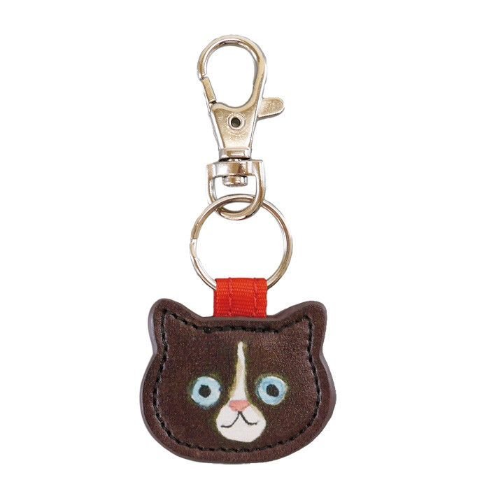 Women Simple Cute Kitten Leather Key Chain Pendant