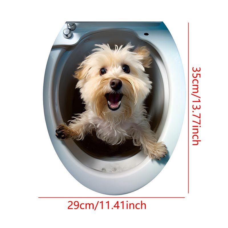 Creative Cartoon Cute 3D Kitten Puppy Animal Toilet Toilet Stickers Home Decoration