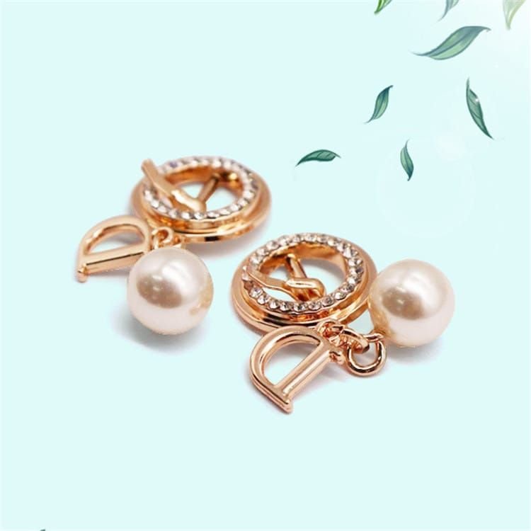 Imitation Pearl And Rhinestone Decorative Letter Shoe Buckle Decoration