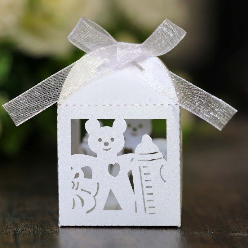 Simple Creative Laser Hollow Bear Bottle Wedding Candy Packaging Box