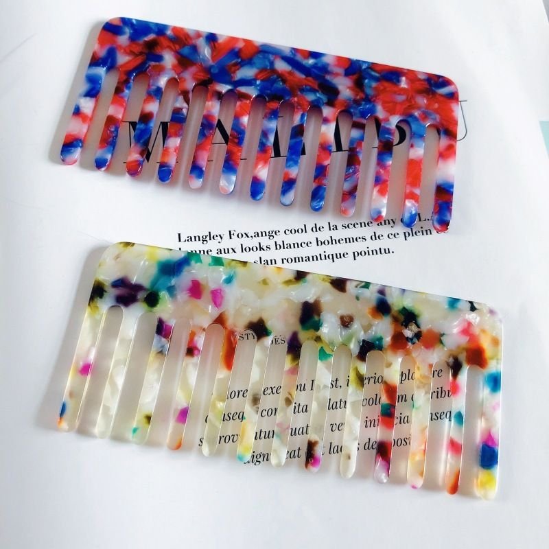 Women'S Simple Acetate Sheet Anti-Static Marble Pattern Leopard Hairdressing Comb